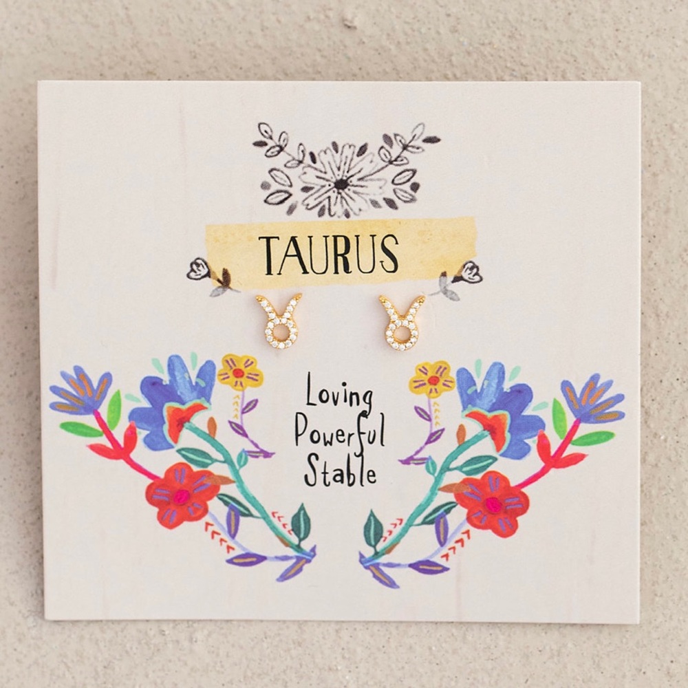Zodiac Gold Plated Taurus Tiny Stud Earrings